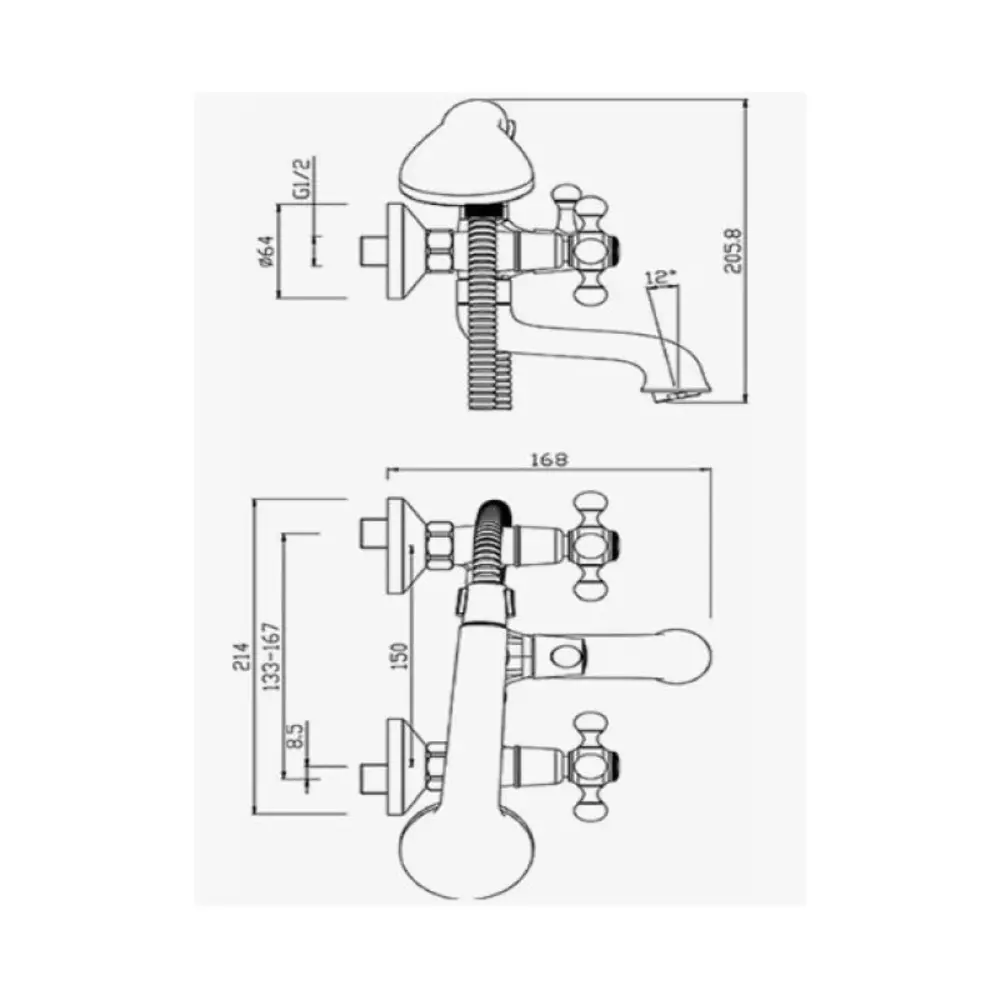 Фото 2 Смеситель для ванны D-lin D130806 двухвентильный цвет хром