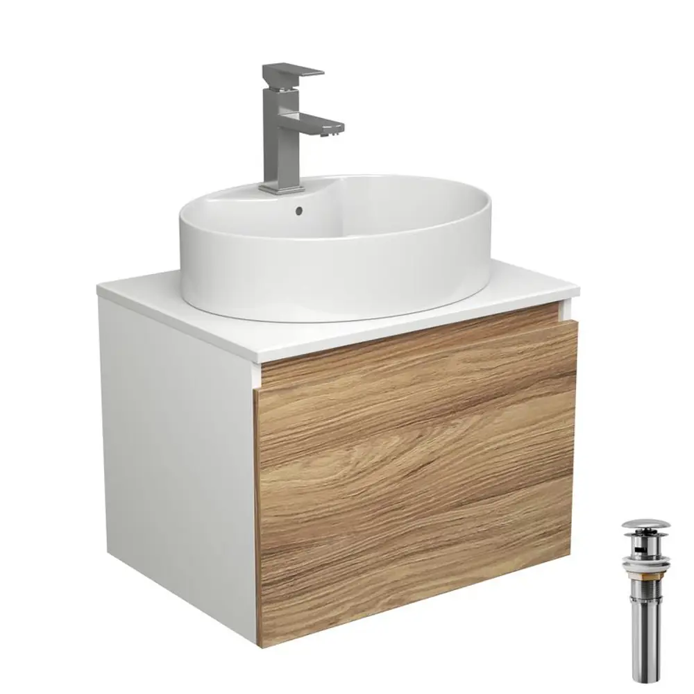 Фото Тумба под раковину Bauedge Blackwood BD2520 подвесная 60см с раковиной, смесителем цвет белый, хром, дуб Фото Тумба под раковину Bauedge Blackwood BD2520 подвесная 60см с раковиной, смесителем цвет белый, хром, дуб