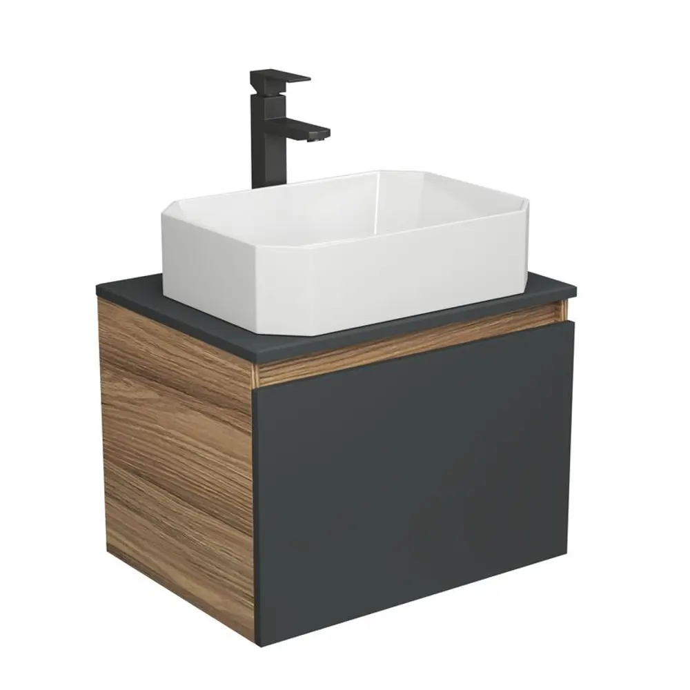Фото Тумба под раковину Bauedge Blackwood BD2643 подвесная 60см с раковиной, смесителем цвет графит, белый, черный Фото Тумба под раковину Bauedge Blackwood BD2643 подвесная 60см с раковиной, смесителем цвет графит, белый, черный