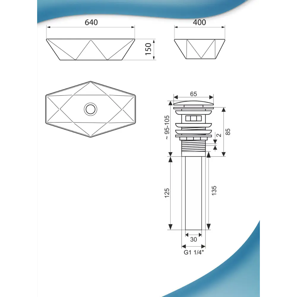Фото 8 Раковина накладная Bauedge ybd2451 YBD2451 64см цвет белый Фото 8 Раковина накладная Bauedge ybd2451 YBD2451 64см цвет белый