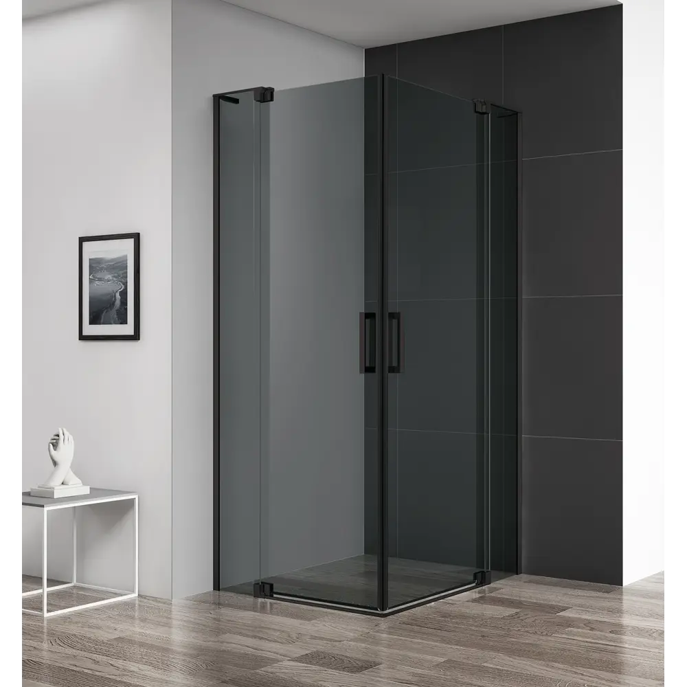 Фото Душевой уголок Cezares SLIDER-AH-2-80/90-100/110-GRIGIO-NERO прямой 80x100см черный профиль эффект стекла тонированный Фото Душевой уголок Cezares SLIDER-AH-2-80/90-100/110-GRIGIO-NERO прямой 80x100см черный профиль эффект стекла тонированный