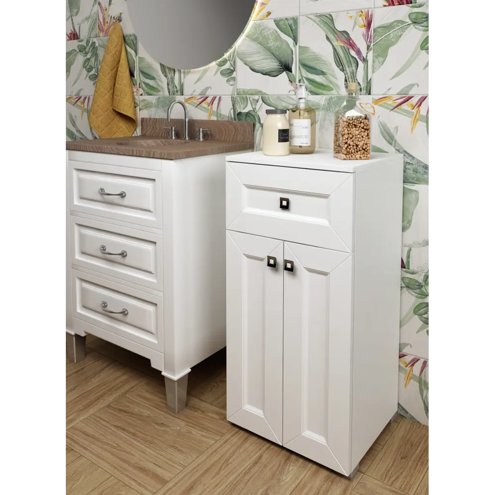 Фото 3 Шкаф для ванны напольный Regent style ПеналГранд2д1ящ/бел 40x84см цвет белый Фото 3 Шкаф для ванны напольный Regent style ПеналГранд2д1ящ/бел 40x84см цвет белый