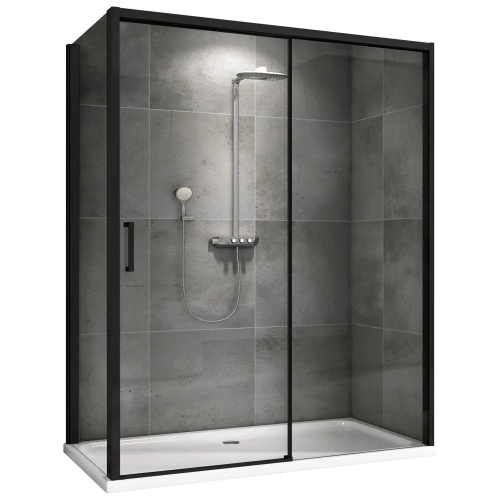 Фото Душевой уголок Abber Komfort AG93120B-S92B прямоугольный 90x120см черный профиль эффект стекла прозрачный Фото Душевой уголок Abber Komfort AG93120B-S92B прямоугольный 90x120см черный профиль эффект стекла прозрачный