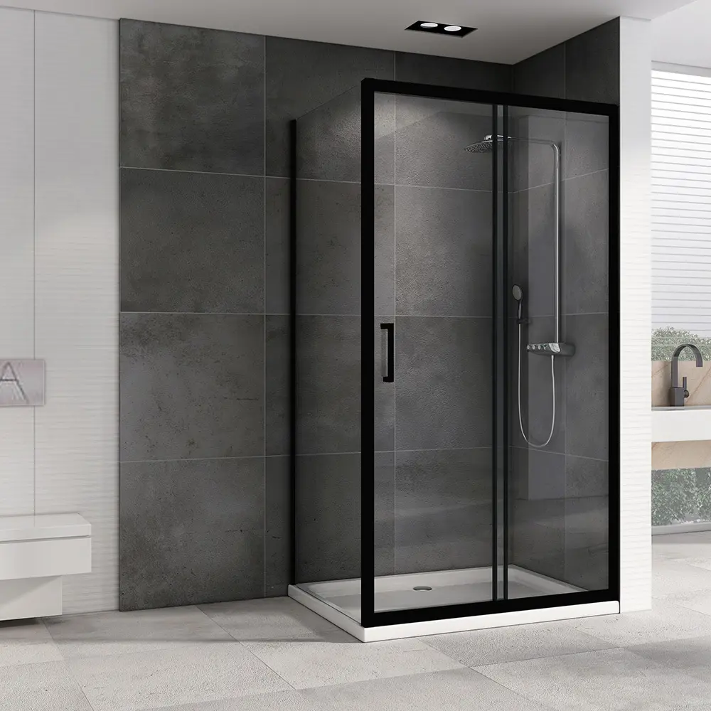 Фото 2 Душевой уголок Abber Schwarzer Diamant AG30100B-S50B прямоугольный 50x100см черный профиль эффект стекла прозрачный Фото 2 Душевой уголок Abber Schwarzer Diamant AG30100B-S50B прямоугольный 50x100см черный профиль эффект стекла прозрачный