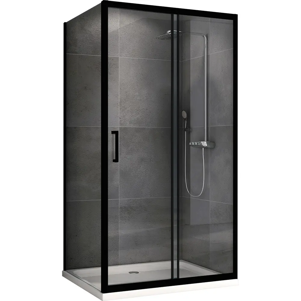 Фото Душевой уголок Abber Schwarzer Diamant AG30160B-S50B прямоугольный 50x160см черный профиль эффект стекла прозрачный