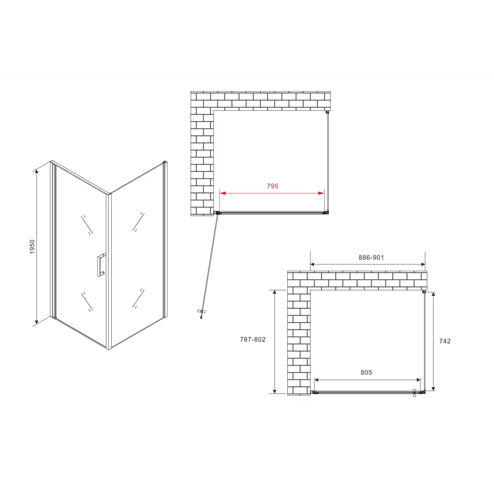 Фото 4 Душевой уголок Abber Sonnenstrand AG04090-S80 прямоугольный 80x90см серебро профиль эффект стекла прозрачный Фото 4 Душевой уголок Abber Sonnenstrand AG04090-S80 прямоугольный 80x90см серебро профиль эффект стекла прозрачный