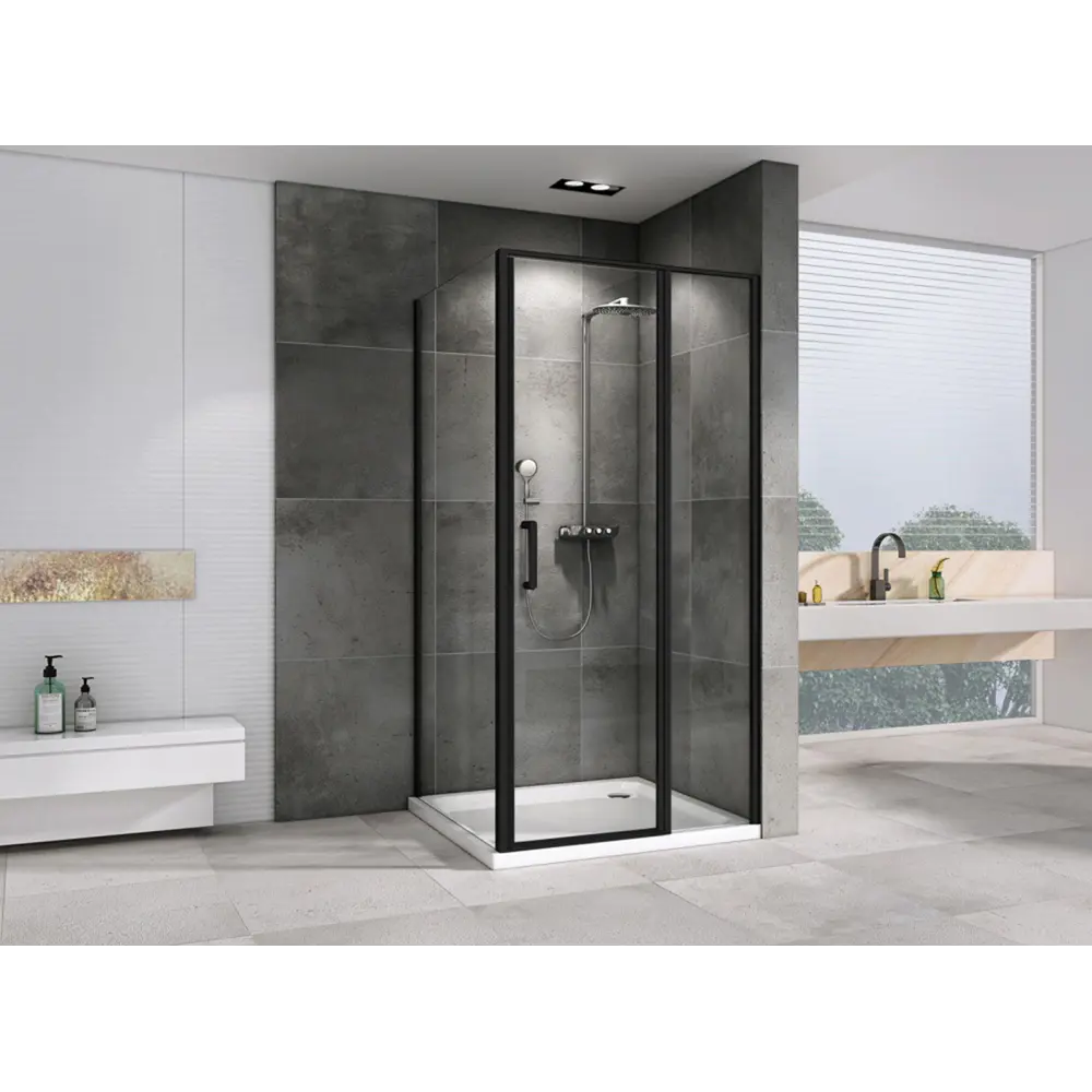 Фото 2 Душевой уголок Abber Sonnenstrand AG04120BS-S75B прямоугольный 75x120см черный профиль эффект стекла прозрачный Фото 2 Душевой уголок Abber Sonnenstrand AG04120BS-S75B прямоугольный 75x120см черный профиль эффект стекла прозрачный