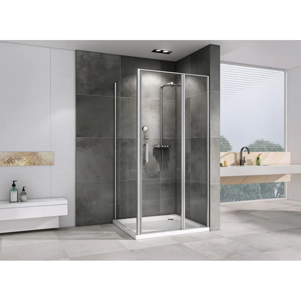 Фото 2 Душевой уголок Abber Sonnenstrand AG04140S-S75 прямоугольный 75x140см серебро профиль эффект стекла прозрачный