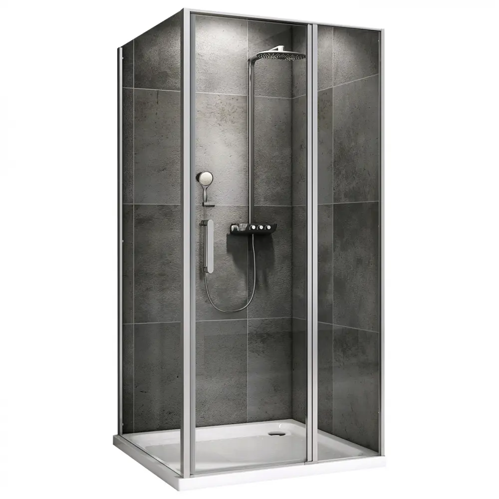 Фото Душевой уголок Abber Sonnenstrand AG04140S-S90 прямоугольный 90x140см серебро профиль эффект стекла прозрачный