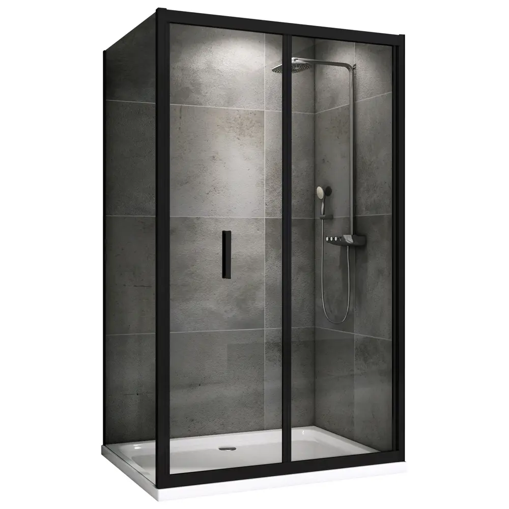 Фото Душевой уголок Abber Sonnenstrand AG07090B-S100B прямоугольный 100x90см черный профиль эффект стекла прозрачный Фото Душевой уголок Abber Sonnenstrand AG07090B-S100B прямоугольный 100x90см черный профиль эффект стекла прозрачный