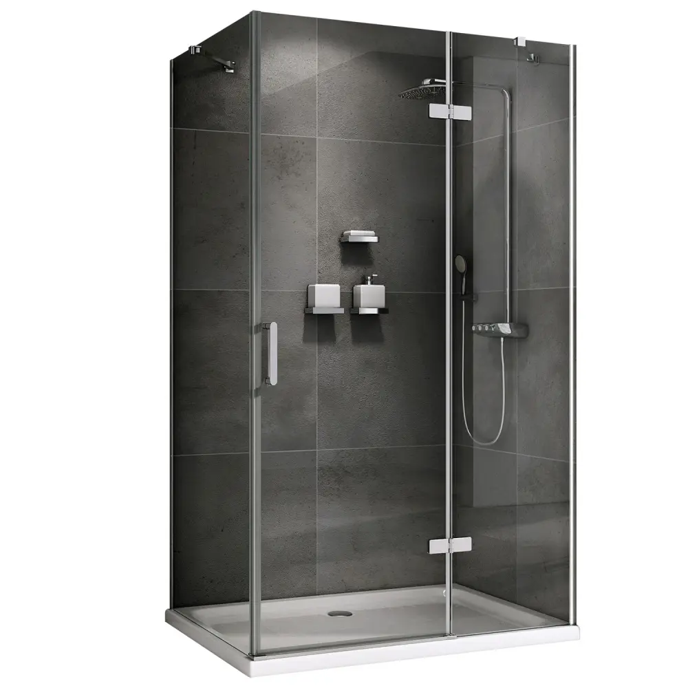 Фото Душевой уголок Abber Zart AG08090-S71 прямоугольный 70x90см серебро профиль эффект стекла прозрачный
