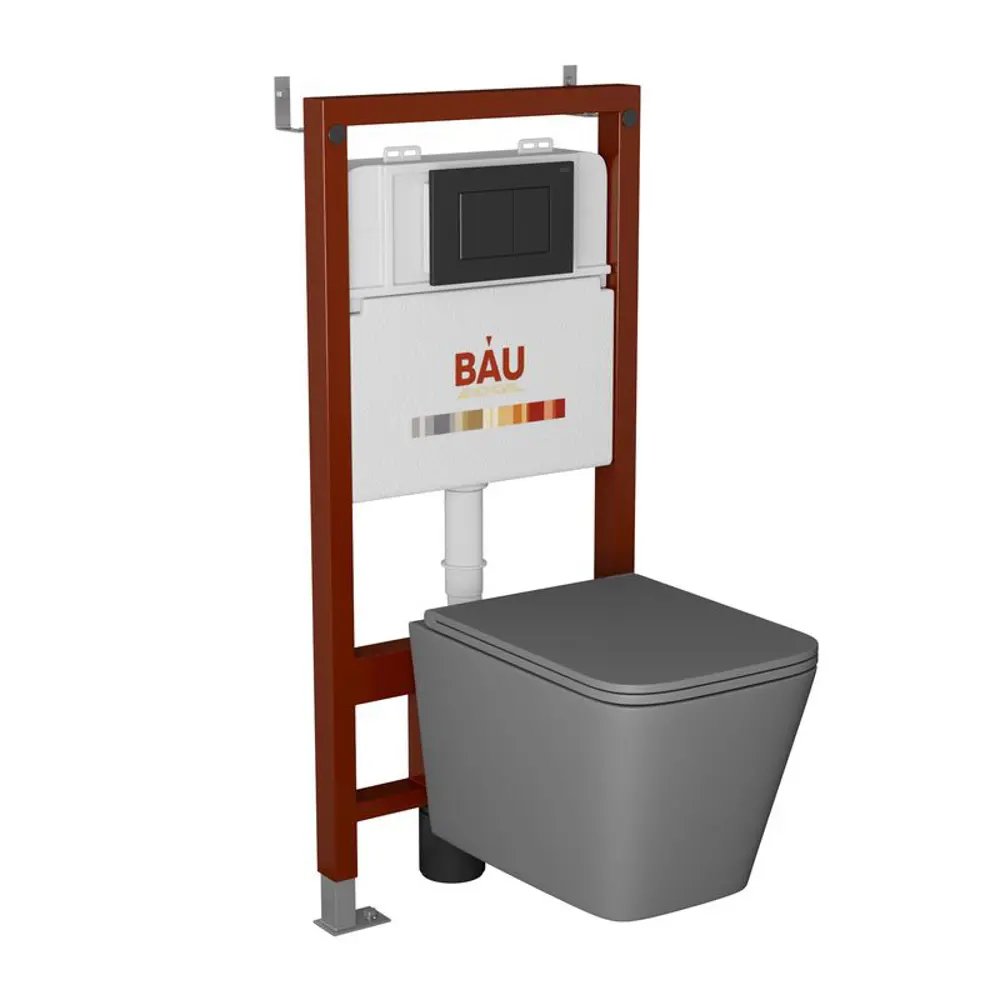 Фото Комплект инсталляция BAUEDGE PRO унитаз подвесной безободковый торнадо обратного потока Stil Hurricane-2 клавиша черная матовая Фото Комплект инсталляция BAUEDGE PRO унитаз подвесной безободковый торнадо обратного потока Stil Hurricane-2 клавиша черная матовая