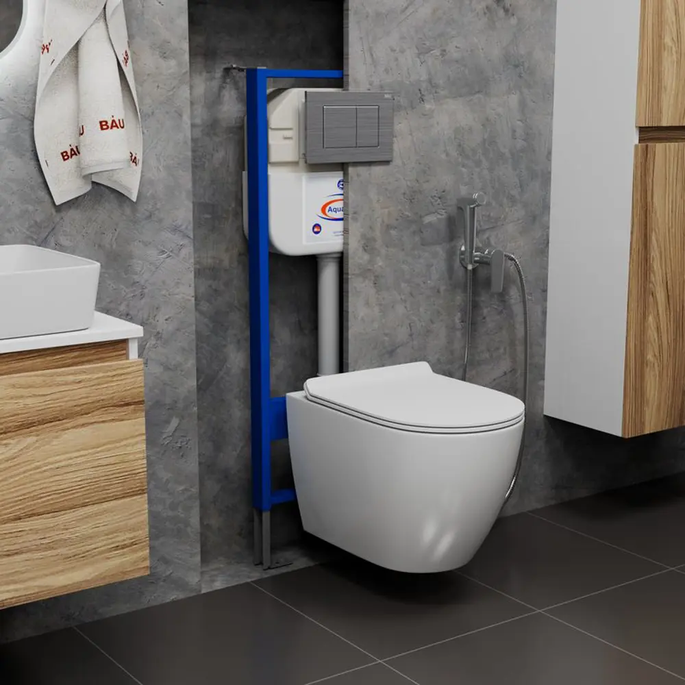 Фото 2 Комплект инсталляция BAUEDGE Aquanika унитаз безободковый Dream PRO сиденье дюропласт микролифт кнопка смыва Stil Фото 2 Комплект инсталляция BAUEDGE Aquanika унитаз безободковый Dream PRO сиденье дюропласт микролифт кнопка смыва Stil