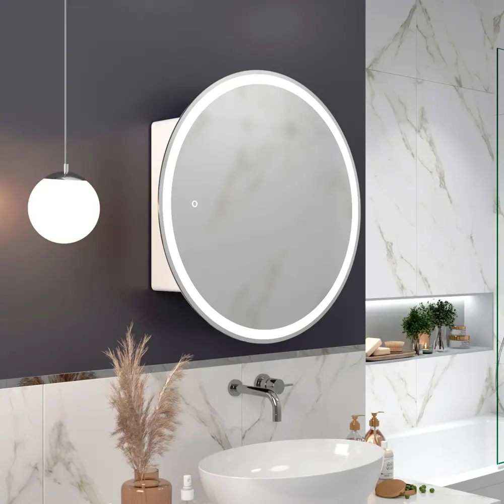 Фото Шкаф для ванной комнаты Mixline Оливия 553156 с подсветкой 60x60см