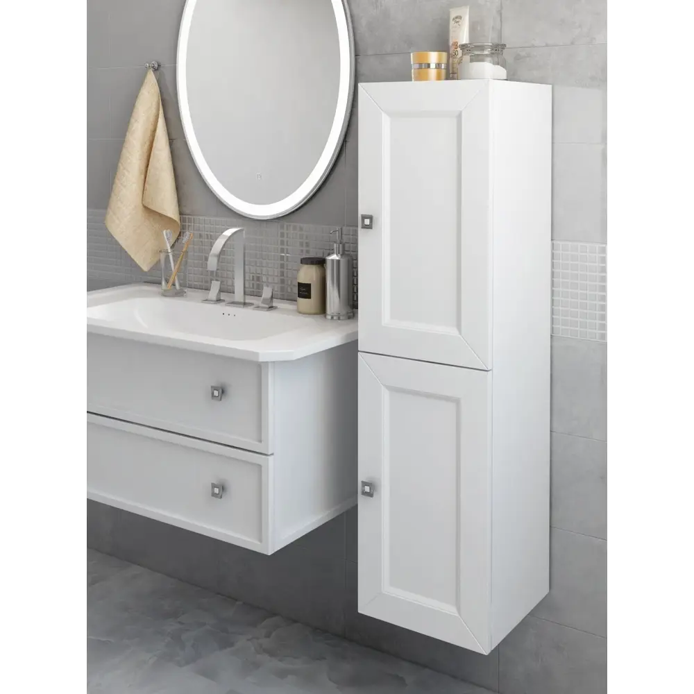 Фото 3 Шкаф подвесной Regent style Гранд правый 30x114см цвет белый Фото 3 Шкаф подвесной Regent style Гранд правый 30x114см цвет белый