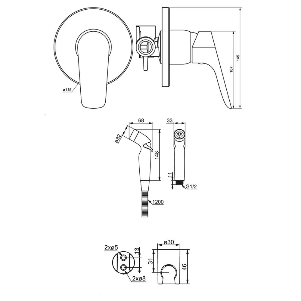 Фото 5 Гигиенический душ со смесителем Damixa Venus DX77S7510300 черный Фото 5 Гигиенический душ со смесителем Damixa Venus DX77S7510300 черный
