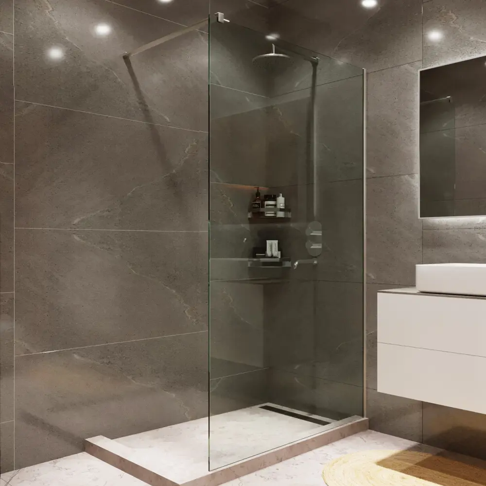 Фото 4 Душевая перегородка BENETTO Walk In MEBELVANN 700x2000мм профиль хром прозрачное стекло 8 мм Фото 4 Душевая перегородка BENETTO Walk In MEBELVANN 700x2000мм профиль хром прозрачное стекло 8 мм