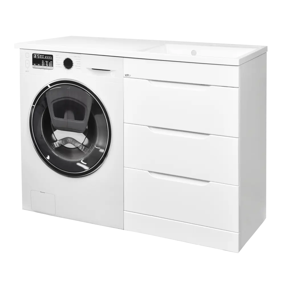 Фото 6 Тумба под раковину Toppus Satin 9811.020 под стиральную машину с раковиной 120см цвет белый Фото 6 Тумба под раковину Toppus Satin 9811.020 под стиральную машину с раковиной 120см цвет белый