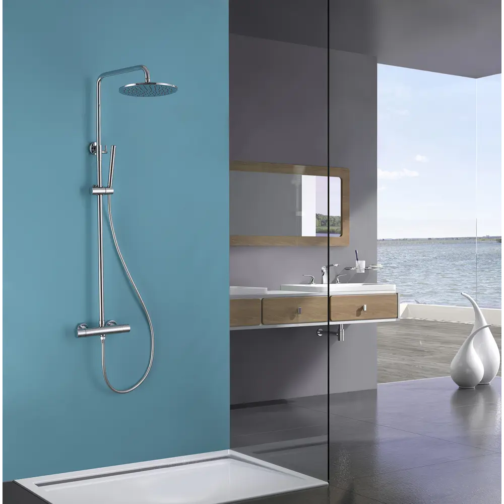 Фото 2 Душевая стойка Abber Wasser Kreis AF8160 с термостатом без излива, хром Фото 2 Душевая стойка Abber Wasser Kreis AF8160 с термостатом без излива, хром