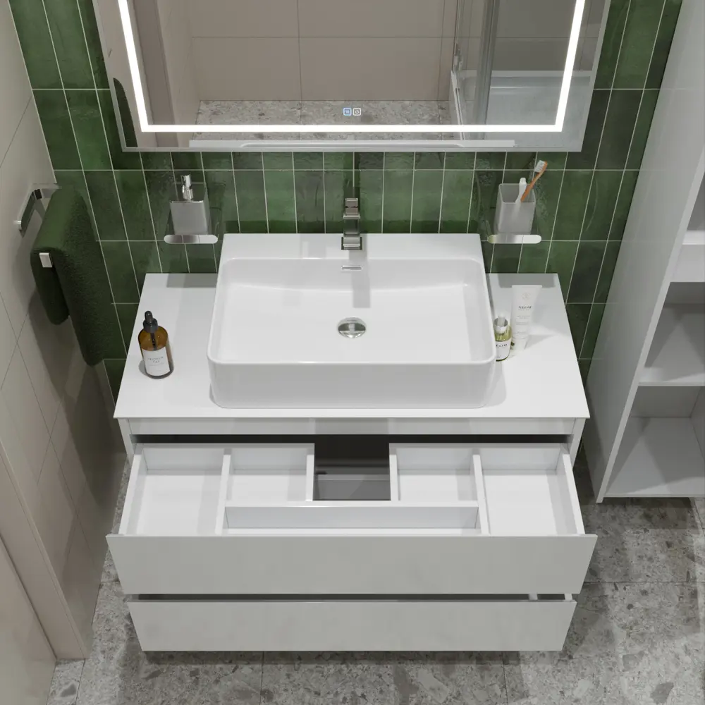 Фото 5 Тумба со столешницей и накладной раковиной подвесная BelBagno KRAFT 100 kraft100bo-kepbo-1338-set Фото 5 Тумба со столешницей и накладной раковиной подвесная BelBagno KRAFT 100 kraft100bo-kepbo-1338-set