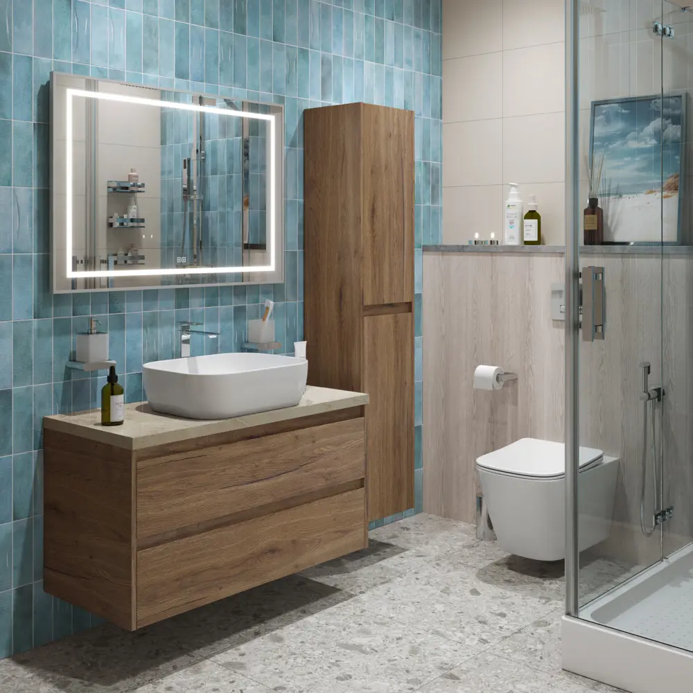 Фото 2 Тумба со столешницей и накладной раковиной подвесная BelBagno KRAFT 100 kraft100rt-kepmco-1302-set Фото 2 Тумба со столешницей и накладной раковиной подвесная BelBagno KRAFT 100 kraft100rt-kepmco-1302-set