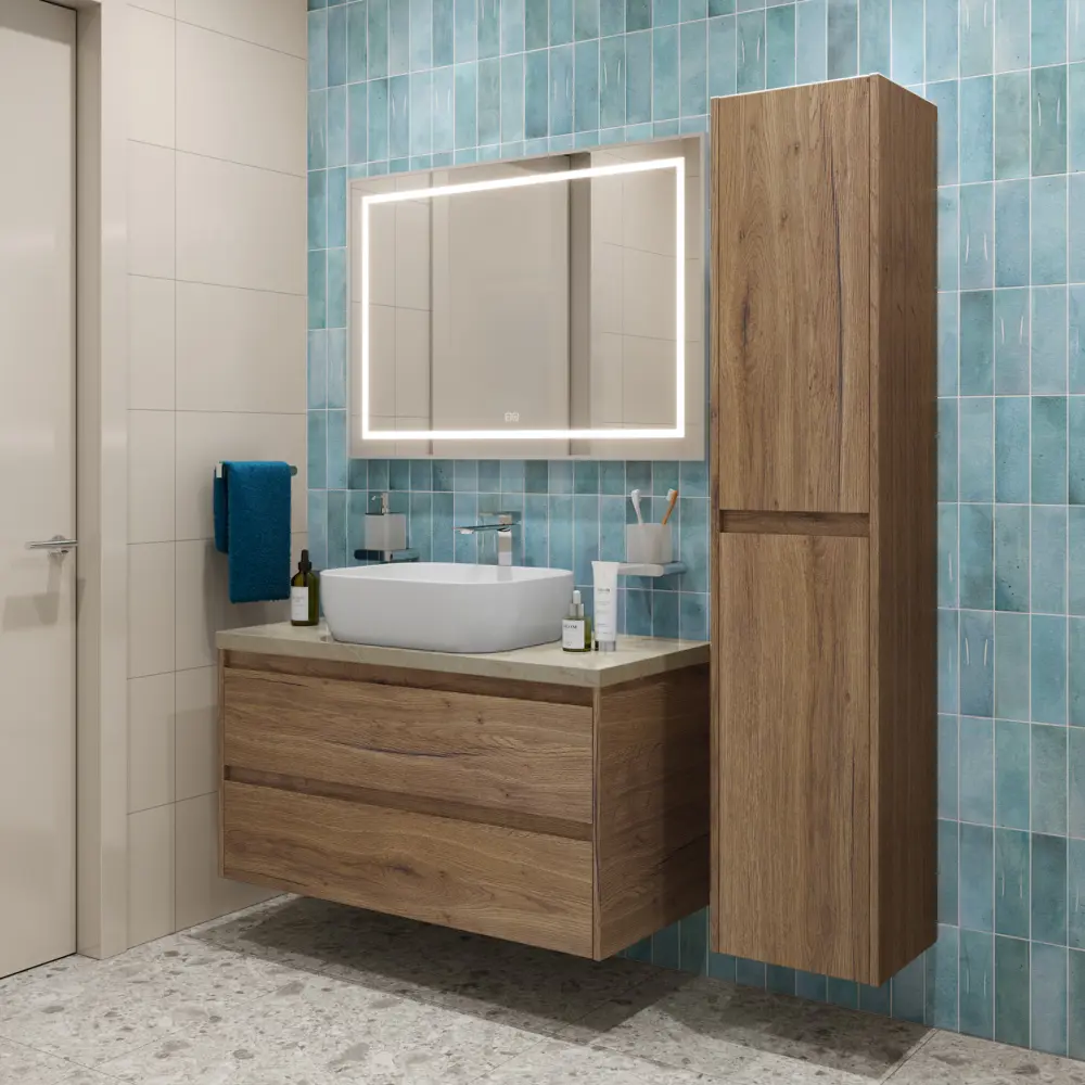 Фото 3 Тумба со столешницей и накладной раковиной подвесная BelBagno KRAFT 100 kraft100rt-kepmco-1302-set Фото 3 Тумба со столешницей и накладной раковиной подвесная BelBagno KRAFT 100 kraft100rt-kepmco-1302-set