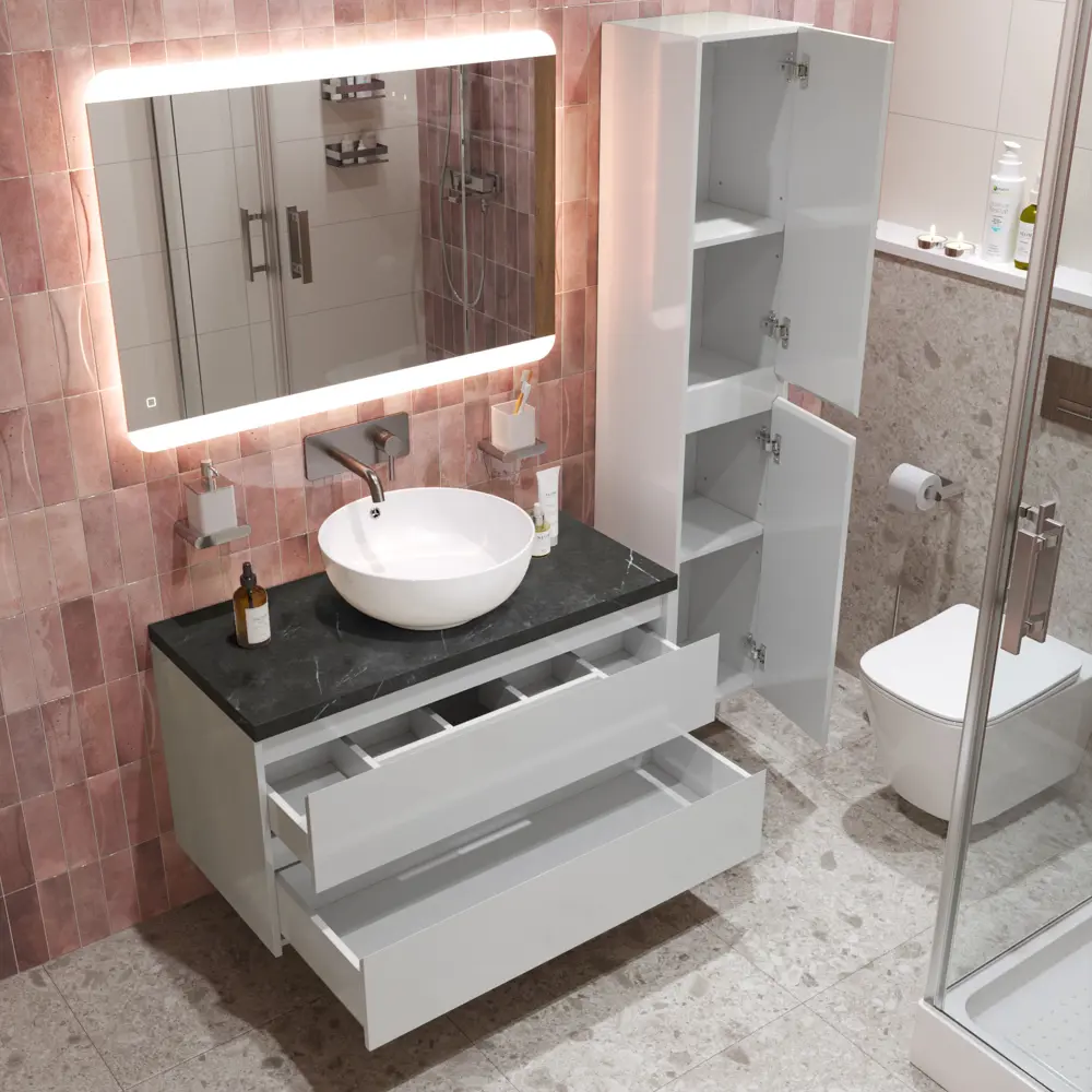 Фото 3 Тумба со столешницей и накладной раковиной подвесная BelBagno KRAFT 80 kraft80bo-kepmno-1077-set Фото 3 Тумба со столешницей и накладной раковиной подвесная BelBagno KRAFT 80 kraft80bo-kepmno-1077-set