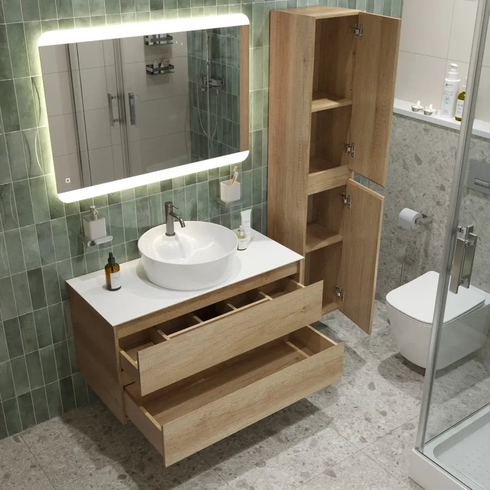 Фото 4 Тумба со столешницей и накладной раковиной подвесная BelBagno KRAFT 80 kraft80rnn-kepbo-1306-set Фото 4 Тумба со столешницей и накладной раковиной подвесная BelBagno KRAFT 80 kraft80rnn-kepbo-1306-set