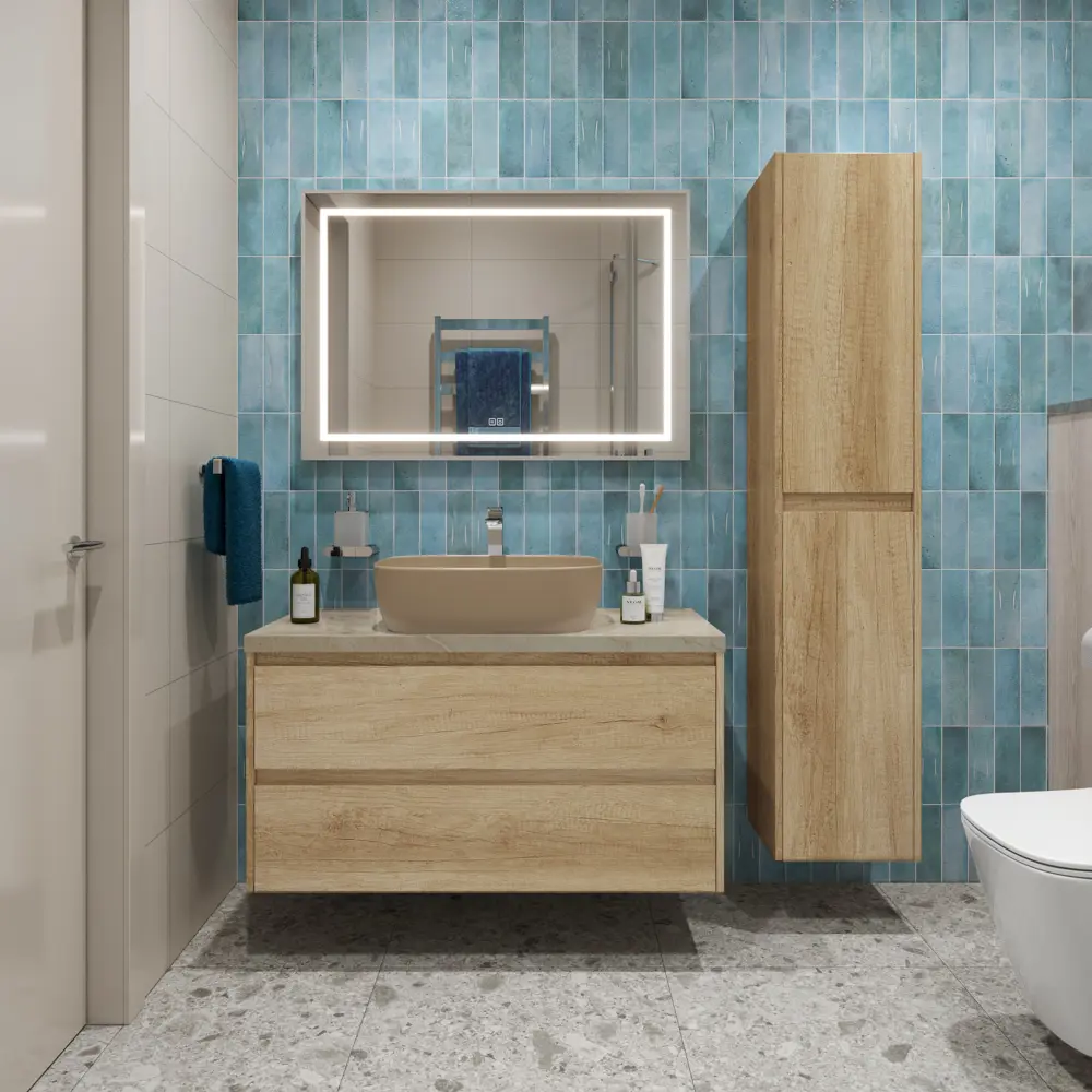 Фото Тумба со столешницей и накладной раковиной подвесная BelBagno KRAFT 80 kraft80rnn-kepmco-1302h316-set Фото Тумба со столешницей и накладной раковиной подвесная BelBagno KRAFT 80 kraft80rnn-kepmco-1302h316-set