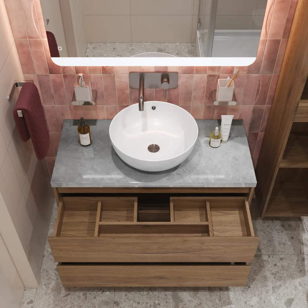 Фото 4 Тумба со столешницей и накладной раковиной подвесная BelBagno KRAFT 80 kraft80rt-kepmgl-1077-set Фото 4 Тумба со столешницей и накладной раковиной подвесная BelBagno KRAFT 80 kraft80rt-kepmgl-1077-set