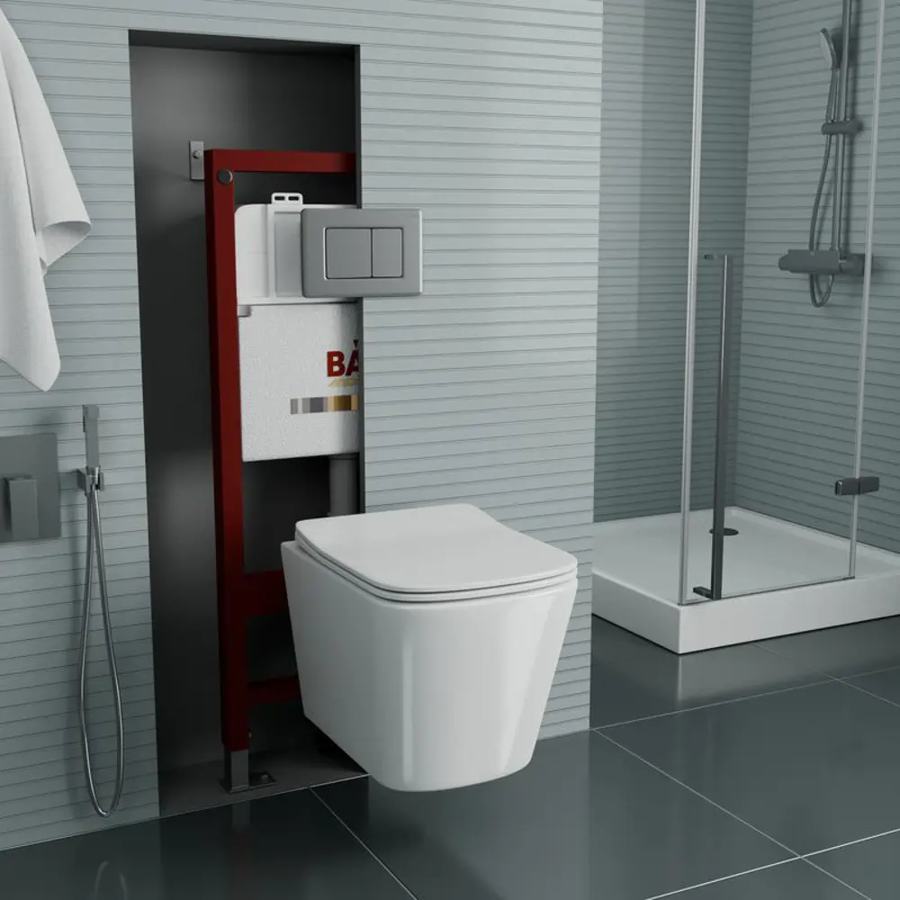 Фото 2 Комплект инсталляция с унитазом Bauedge Q111300-BS0002-Q00017 цвет белый Фото 2 Комплект инсталляция с унитазом Bauedge Q111300-BS0002-Q00017 цвет белый