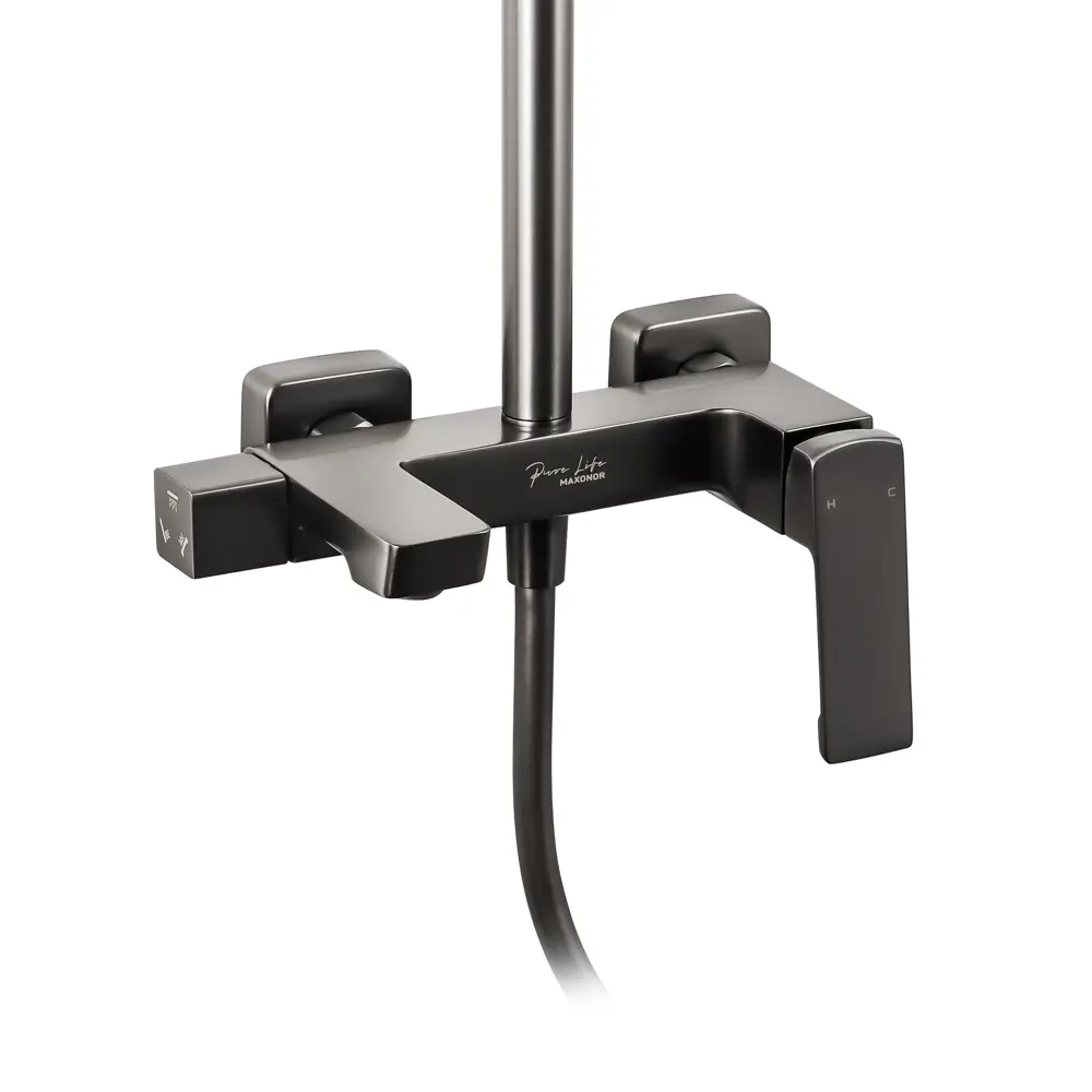 Фото 2 Душевая стойка Maxonor pure life Elegance PL2490-9 3 режимная цвет графит Фото 2 Душевая стойка Maxonor pure life Elegance PL2490-9 3 режимная цвет графит