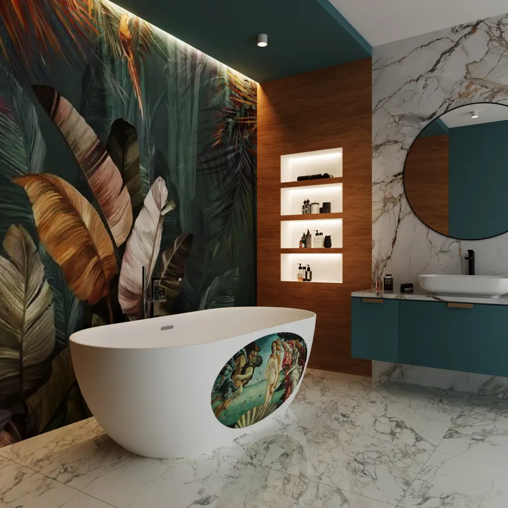Фото 6 Отдельностоящая ванна Wellsee Chic Riviera 202010446 акриловая 170x76 см с художественным рисунком в комплекте Фото 6 Отдельностоящая ванна Wellsee Chic Riviera 202010446 акриловая 170x76 см с художественным рисунком в комплекте