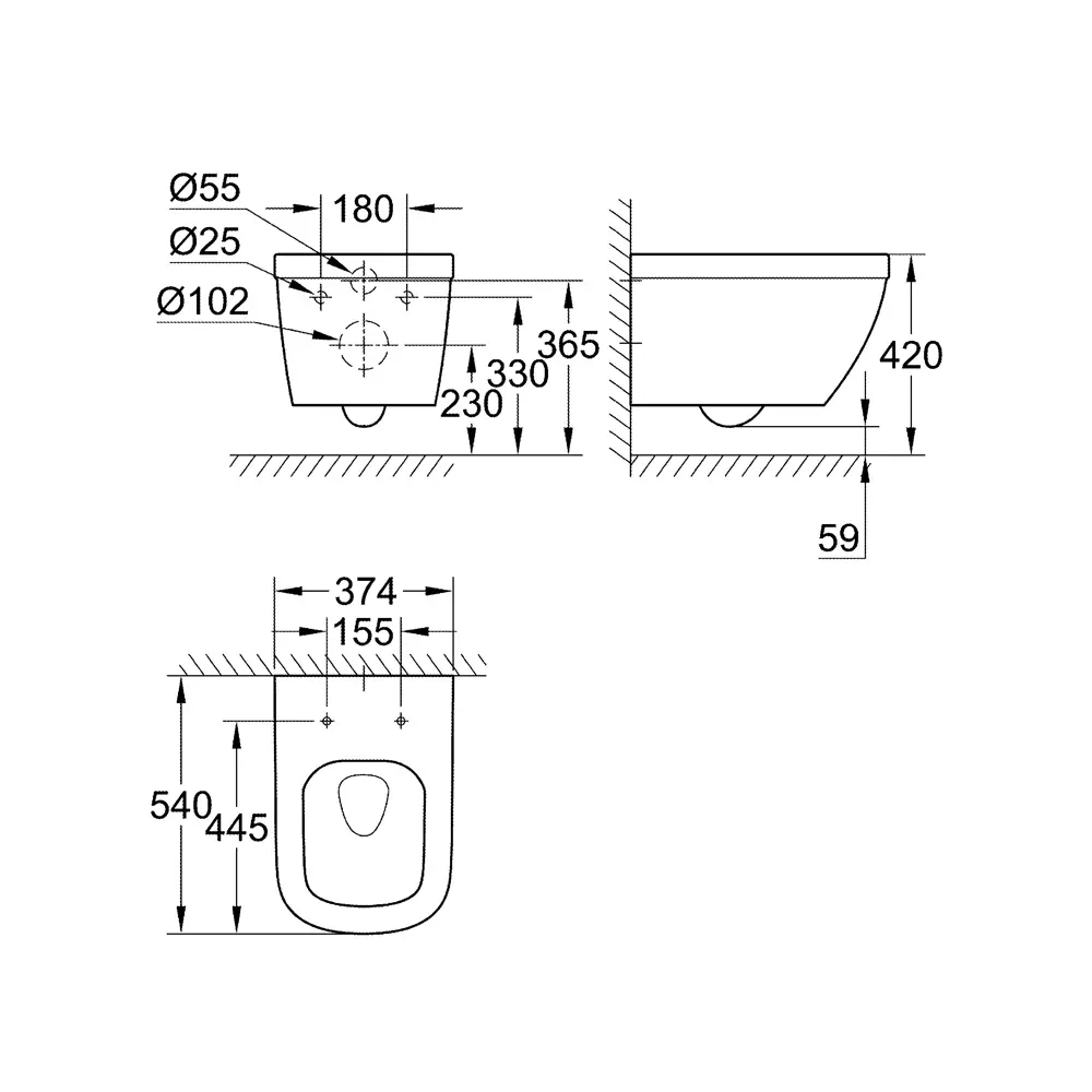 Фото 2 Унитаз подвесной Grohe NW0025-1 безободковый с сиденьем микролифт Фото 2 Унитаз подвесной Grohe NW0025-1 безободковый с сиденьем микролифт