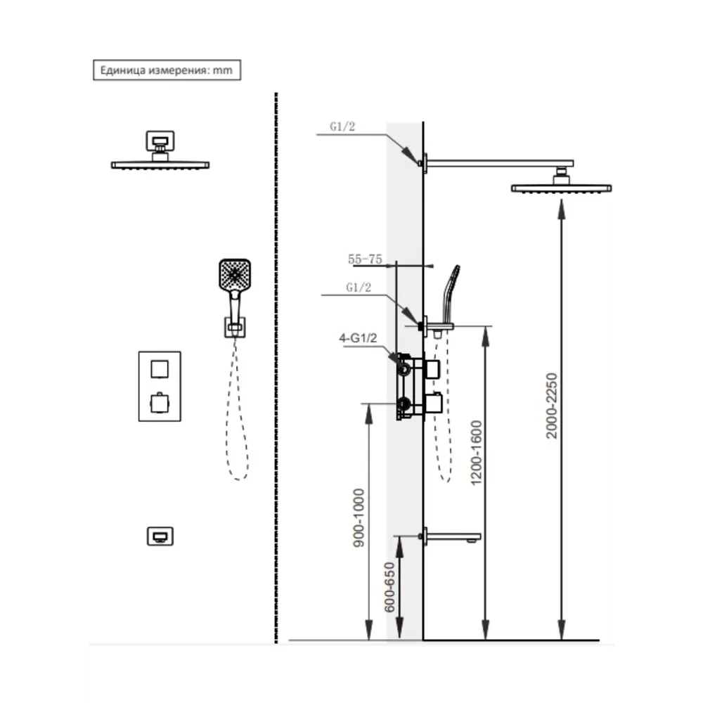 Фото 2 Душевая система с термостатом AltroBagno Lamberto 040412 NeOp Фото 2 Душевая система с термостатом AltroBagno Lamberto 040412 NeOp
