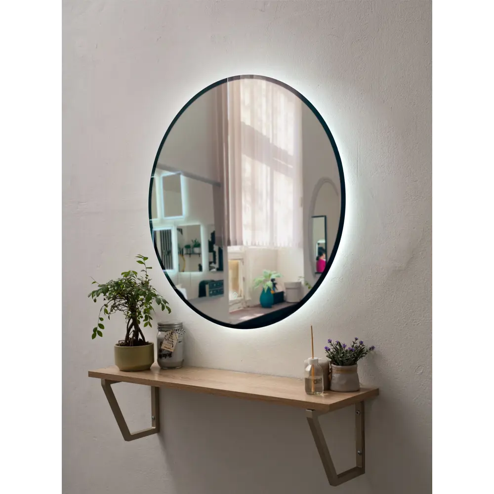 Фото 3 Зеркало для ванной Alfa mirrors Natali ram black 60 Na-6h-ram черный с подсветкой 60x60см Фото 3 Зеркало для ванной Alfa mirrors Natali ram black 60 Na-6h-ram черный с подсветкой 60x60см
