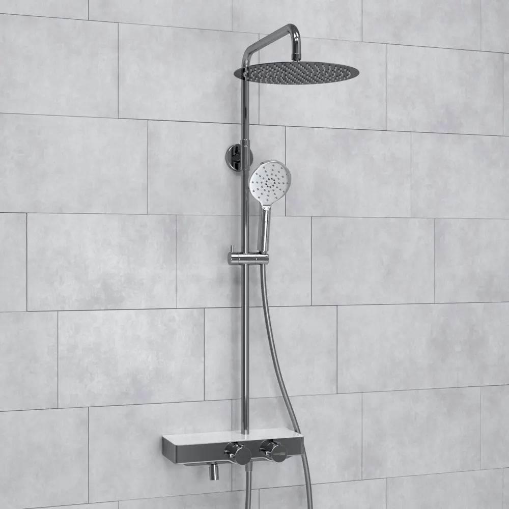 Фото Душевая стойка Wasserkraft 2222500005196 A113.116.127.CH Thermo 3 режимная цвет белый/хром Фото Душевая стойка Wasserkraft 2222500005196 A113.116.127.CH Thermo 3 режимная цвет белый/хром