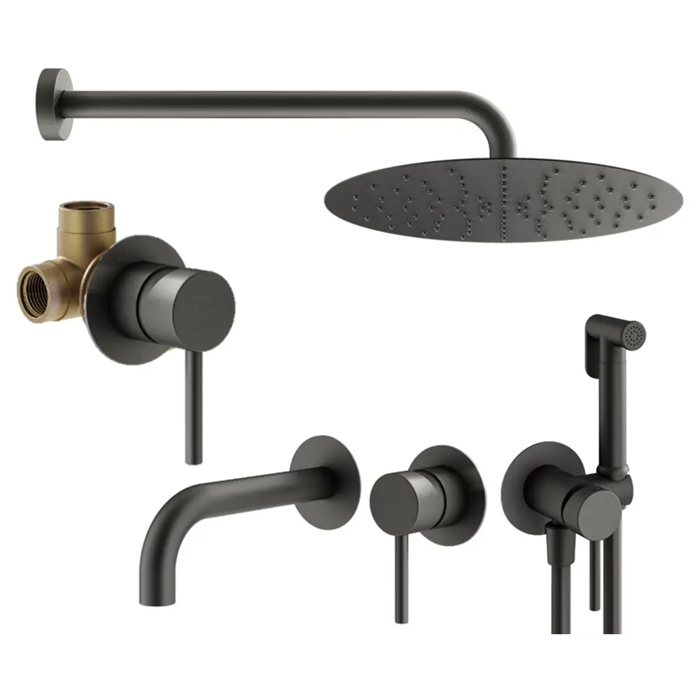 Фото Комплект смесителей для душа Plumberia Selection KITZXO01GR210, Графит матовый Фото Комплект смесителей для душа Plumberia Selection KITZXO01GR210, Графит матовый