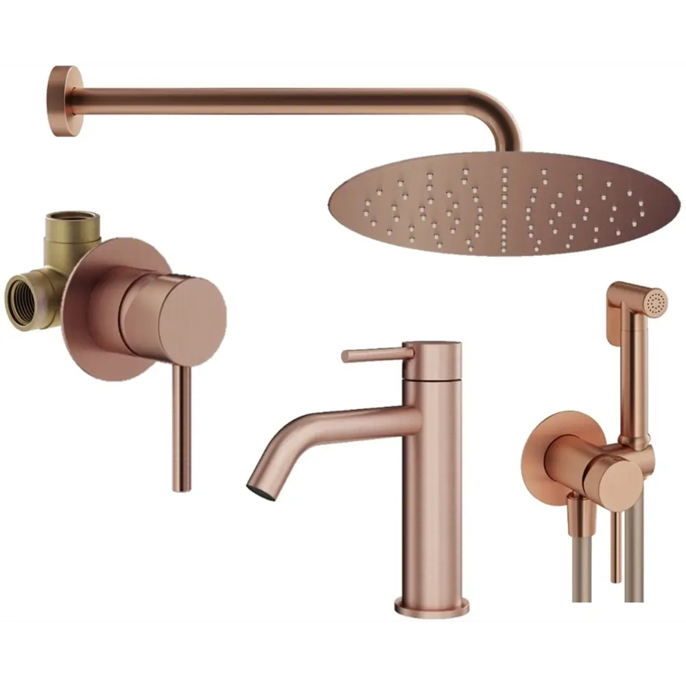 Фото Комплект смесителей для душа Plumberia Selection KITZXO01RS53, медь брашированная Фото Комплект смесителей для душа Plumberia Selection KITZXO01RS53, медь брашированная