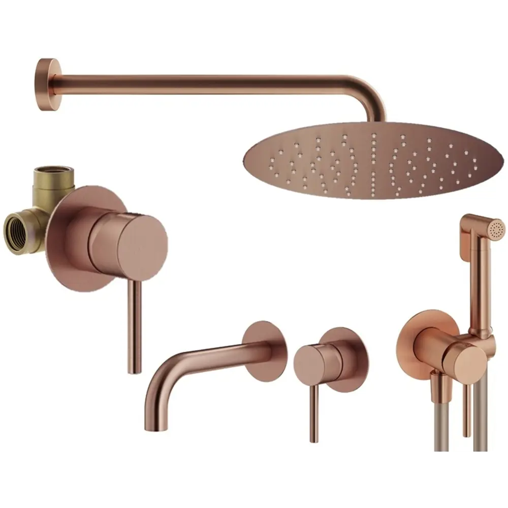 Фото Комплект смесителей для душа Plumberia Selection KITZXO01RS210, медь брашированная Фото Комплект смесителей для душа Plumberia Selection KITZXO01RS210, медь брашированная