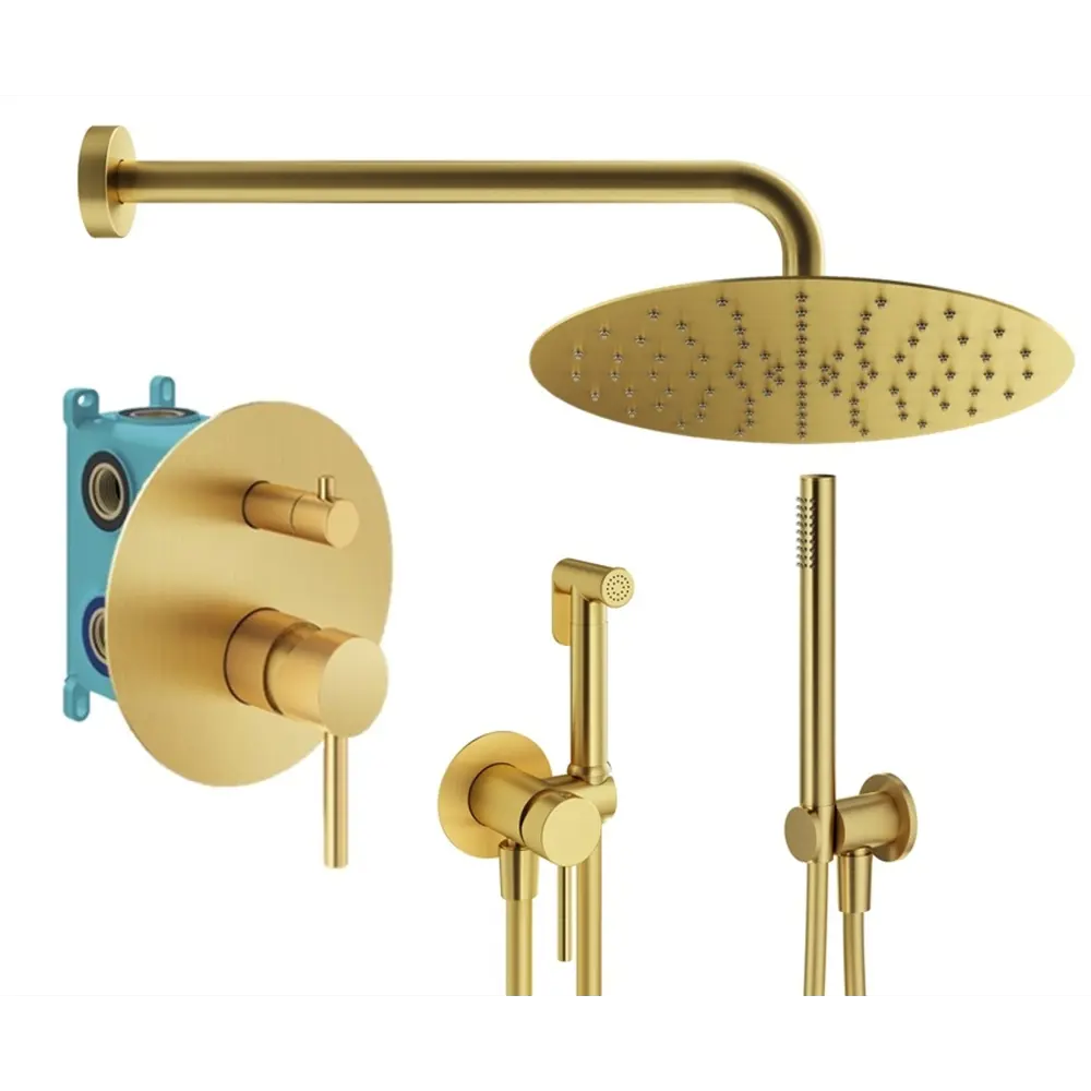 Фото Комплект смесителей для душа Plumberia Selection KITZXO18OB, золото брашированное Фото Комплект смесителей для душа Plumberia Selection KITZXO18OB, золото брашированное