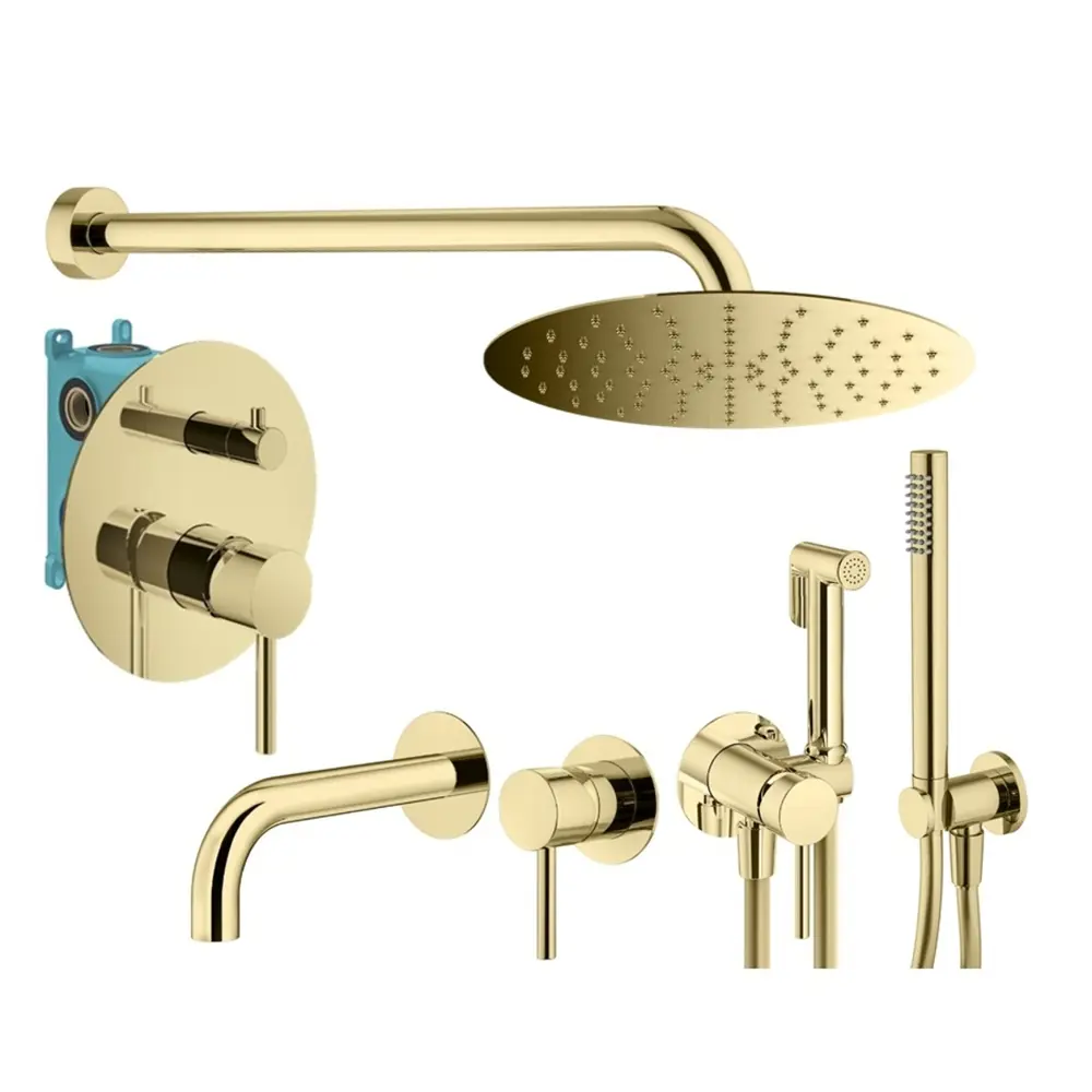 Фото Комплект смесителей для душа Plumberia Selection KITZXO18OR210, золото 24К Фото Комплект смесителей для душа Plumberia Selection KITZXO18OR210, золото 24К