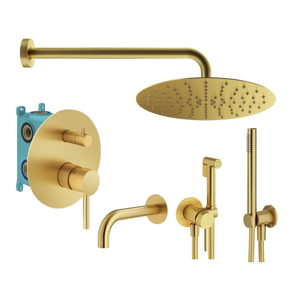 Фото Комплект смесителей для душа Plumberia Selection KITZXO19OB60, золото брашированное