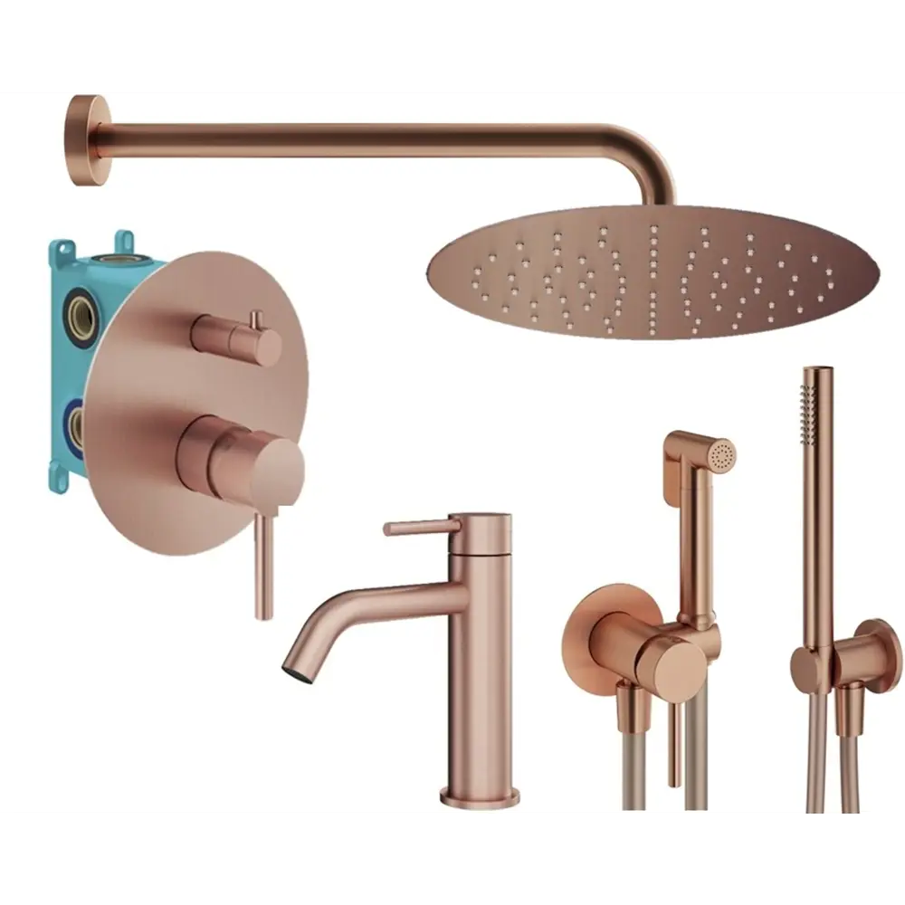 Фото Комплект смесителей для душа Plumberia Selection KITZXO18RS53, медь брашированная Фото Комплект смесителей для душа Plumberia Selection KITZXO18RS53, медь брашированная
