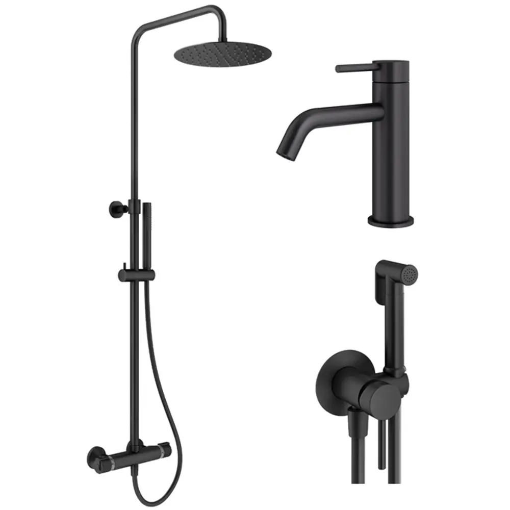 Фото Комплект смесителей для душа Plumberia Selection KITZXO6302NO53, Черный матовый Фото Комплект смесителей для душа Plumberia Selection KITZXO6302NO53, Черный матовый