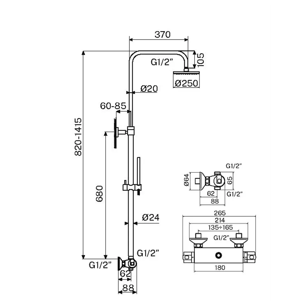 Фото 2 Душевая колонна Plumberia Selection IXO XO6302CR, Хром Фото 2 Душевая колонна Plumberia Selection IXO XO6302CR, Хром