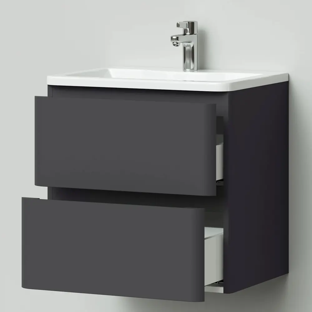 Фото 8 Комплект тумба Итана Roberto 60 597x454x850 подвесная с раковиной Adel 60/Adelina 60 графит CS00090190 Фото 8 Комплект тумба Итана Roberto 60 597x454x850 подвесная с раковиной Adel 60/Adelina 60 графит CS00090190