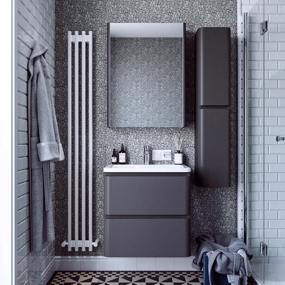 Фото 4 Комплект тумба Итана Roberto 60 597x454x850 подвесная с раковиной Adel 60/Adelina 60 графит CS00090190 Фото 4 Комплект тумба Итана Roberto 60 597x454x850 подвесная с раковиной Adel 60/Adelina 60 графит CS00090190