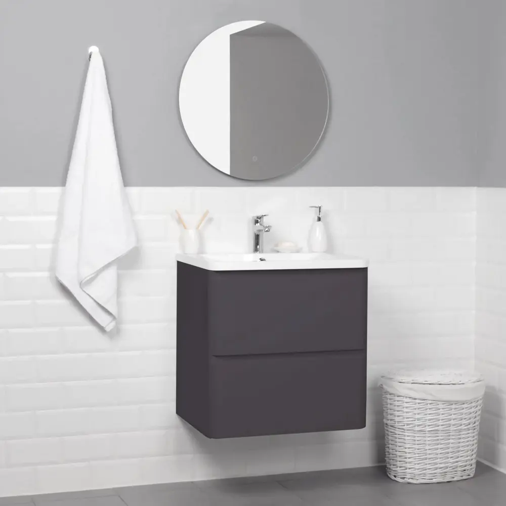 Фото 5 Комплект тумба Итана Roberto 60 597x454x850 подвесная с раковиной Adel 60/Adelina 60 графит CS00090190 Фото 5 Комплект тумба Итана Roberto 60 597x454x850 подвесная с раковиной Adel 60/Adelina 60 графит CS00090190