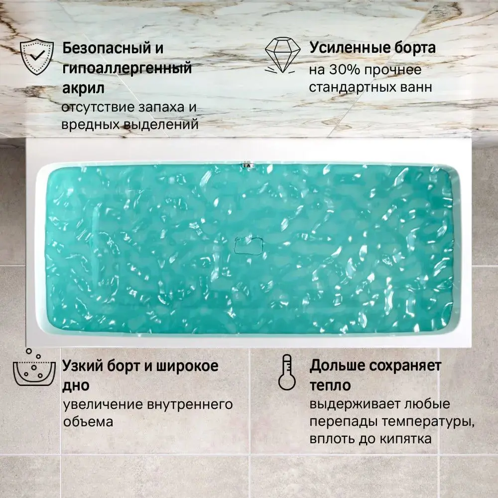 Фото 5 Ванна акриловая AM.PM Func 170x80 W84A-170-080W-ARPOFL, каркас, фронтальная панель и слив-перелив хром; декоративная заглушка слива, усиленный корпус Фото 5 Ванна акриловая AM.PM Func 170x80 W84A-170-080W-ARPOFL, каркас, фронтальная панель и слив-перелив хром; декоративная заглушка слива, усиленный корпус
